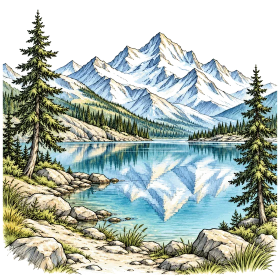 Mountain and Lake Landscape