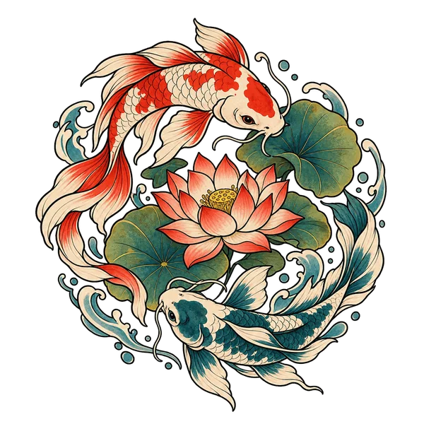 Koi and flowers