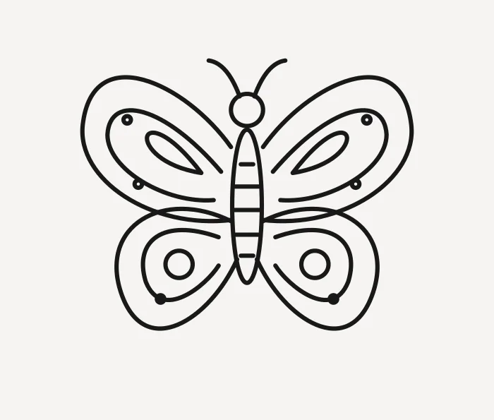 Original line drawing of a butterfly