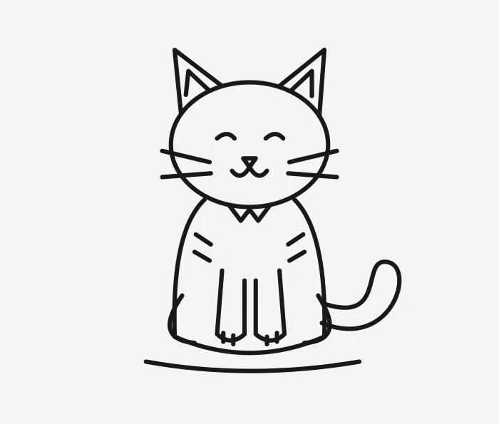 Original line drawing of a cat
