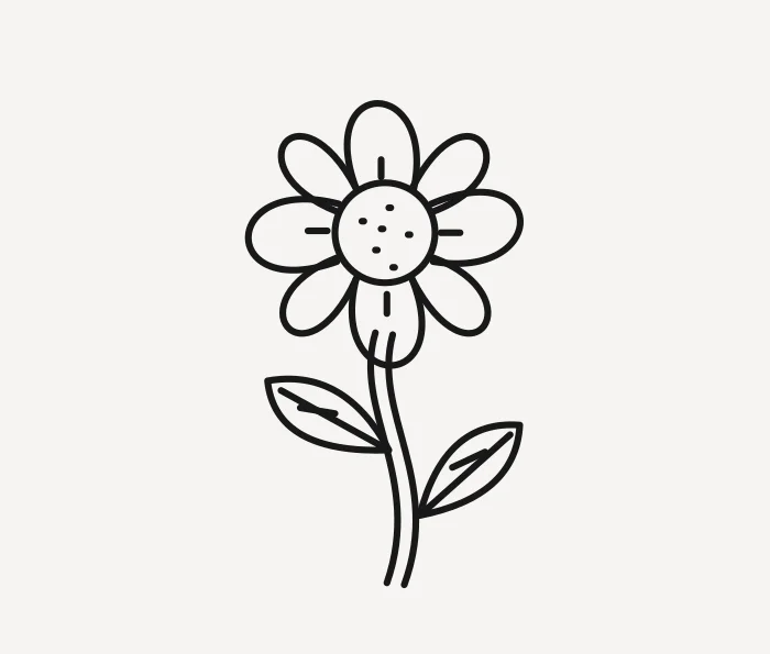 Original line drawing of a daisy